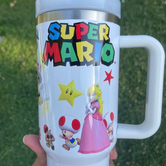 Custom Nintendo Super Mario Bros Tumbler 40 oz tumbler with hand carry handle. B - Picture 4 of 9